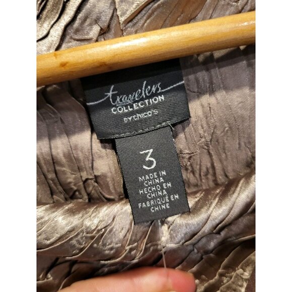 New Champagne Metallic Crinkle Boxy Relaxed Fit Cowl Neck Party Top Sz XL - Picture 6 of 9